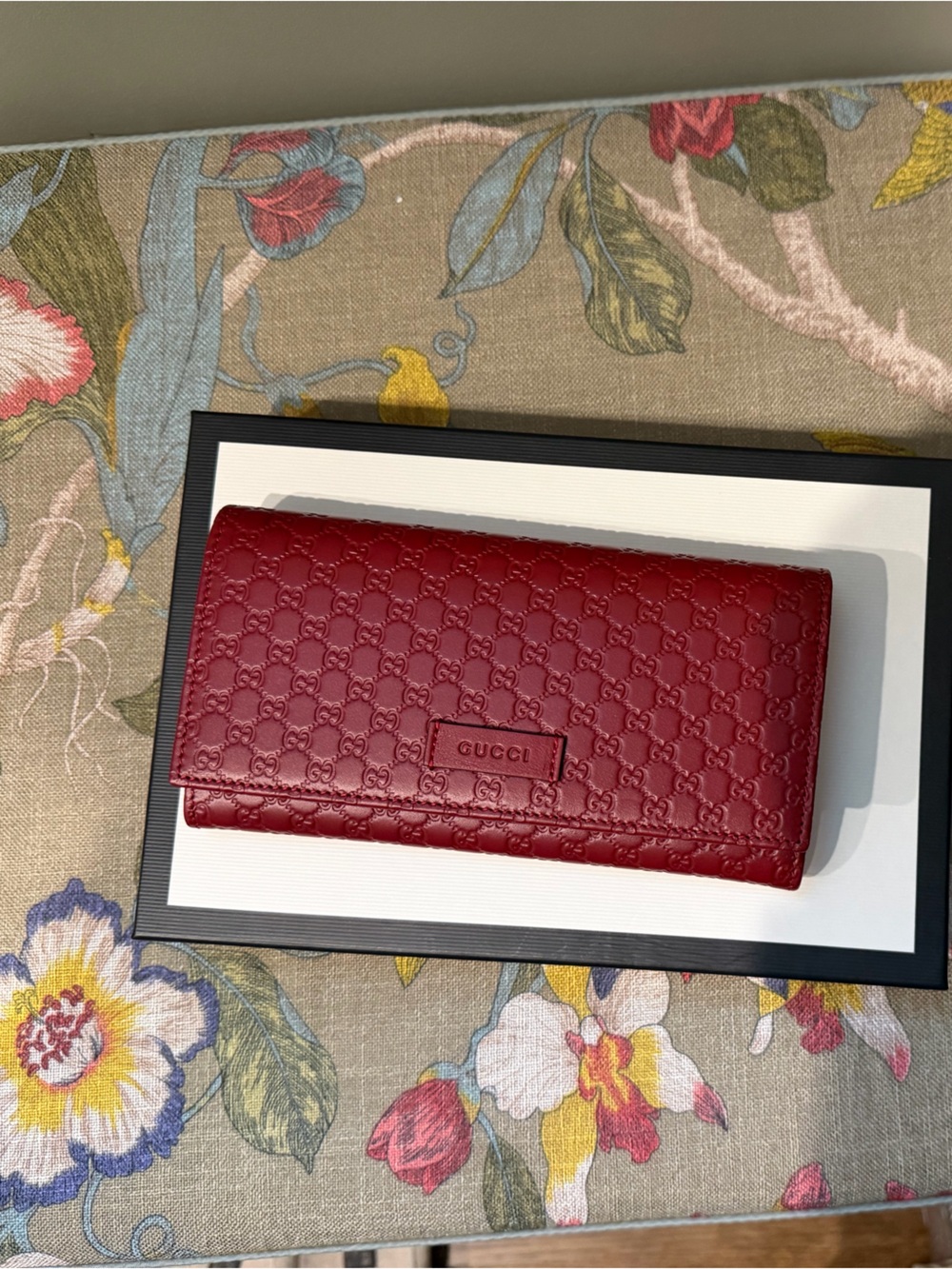 NEW — NEVER USED — Gucci Micro Guccissima Long Wallet, Rosso Red, See below